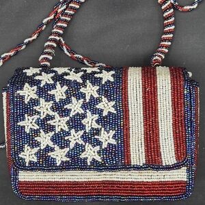 Red, white, and blue purse